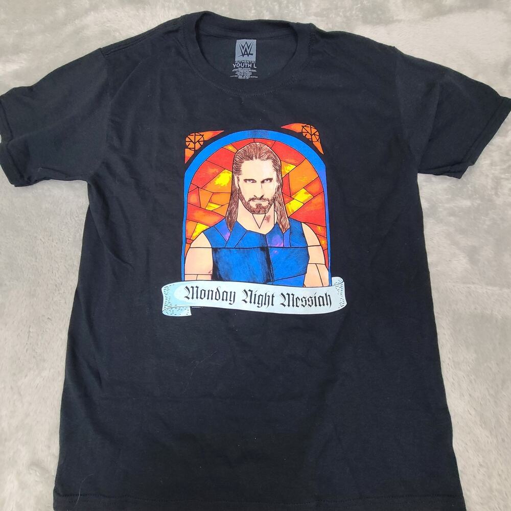 Seth Rollins Monday Night Messiah T-shirt Youth Large WWE Stained Glass